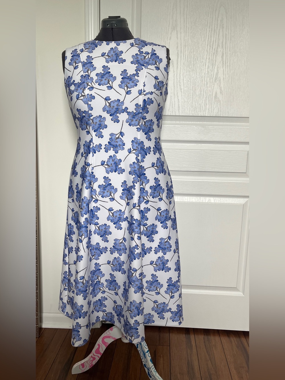 Tommy Hilfiger White Midi Dress with Blue Floral Print